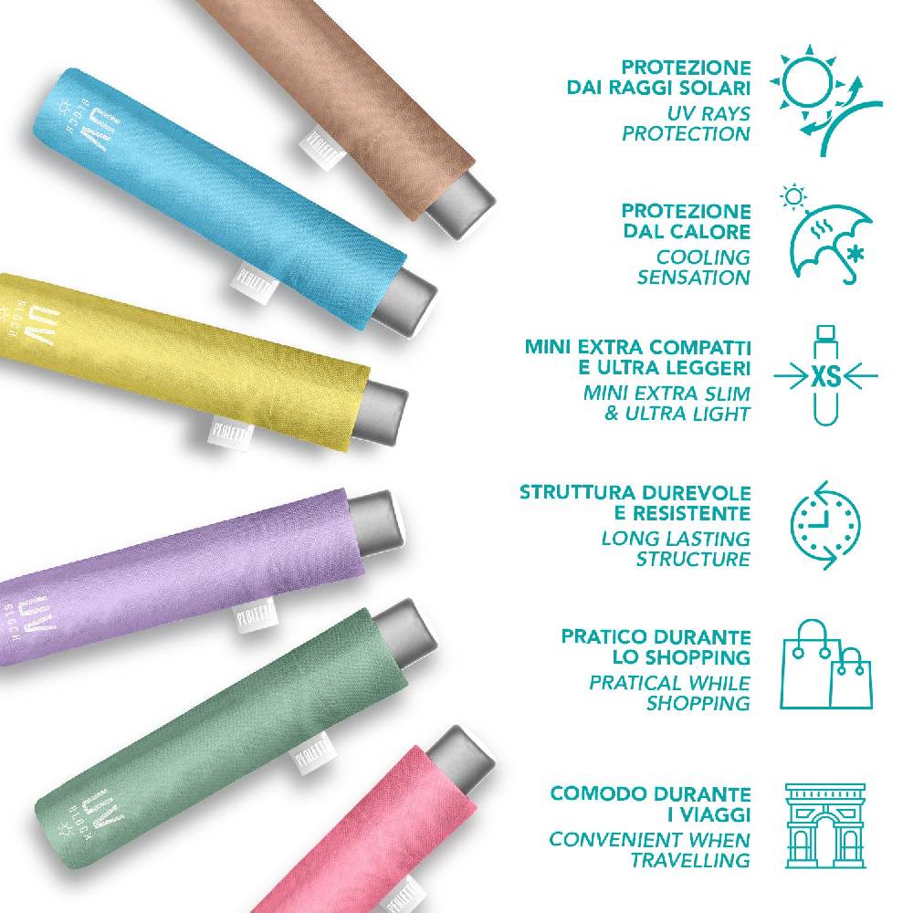 Perletti Ombrello Parasole con Protezione UV Moda