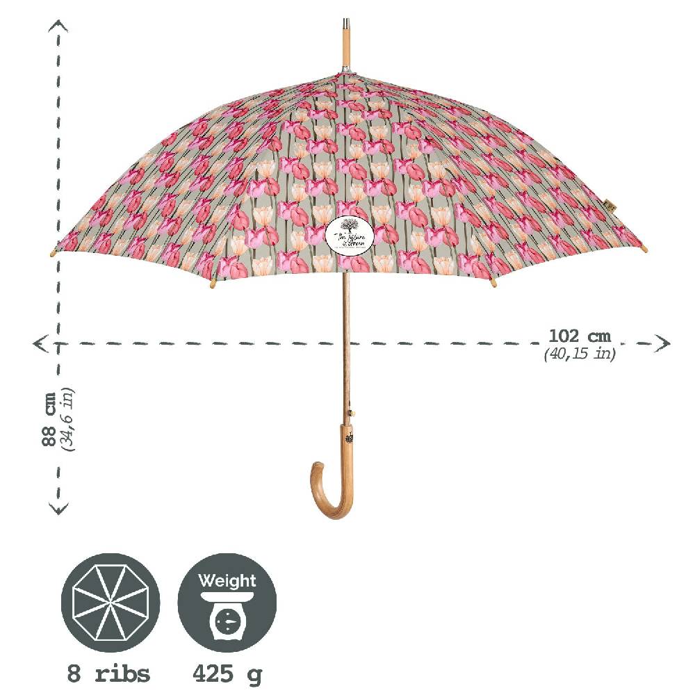 Perletti Ombrello Green Lungo Tulipani Rosa Saldi