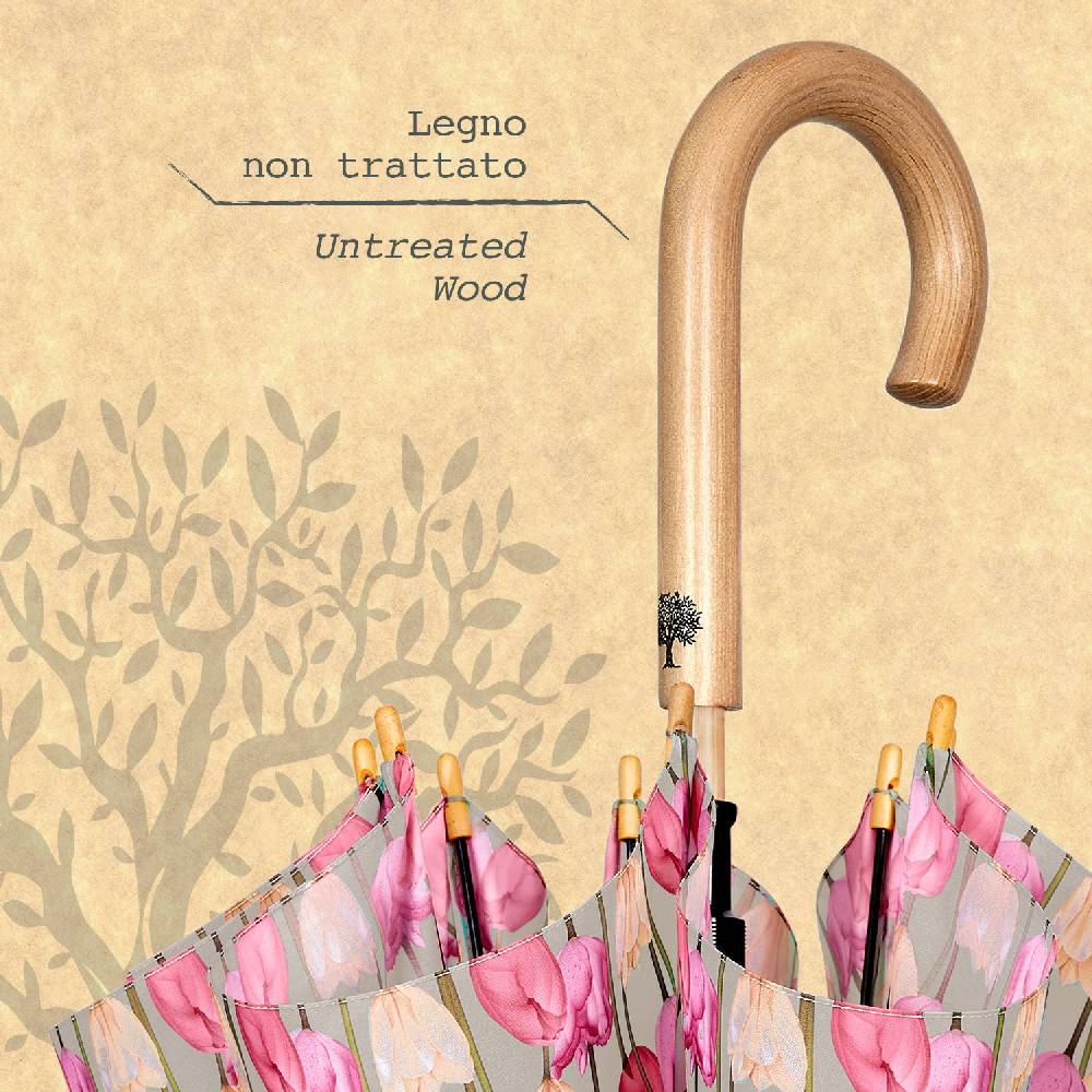 Perletti Ombrello Green Lungo Tulipani Rosa Saldi