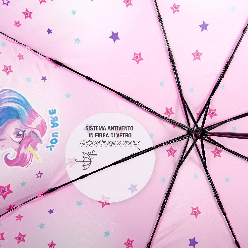Perletti Ombrello Unicorno Rosa con Stelle Colorate Saldi Di Fabbrica
