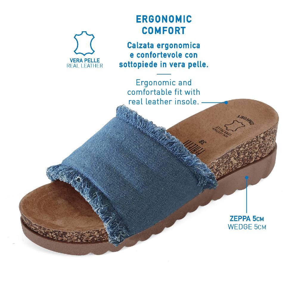 Perletti Sandalo Denim con Zeppa Promozione Limitata