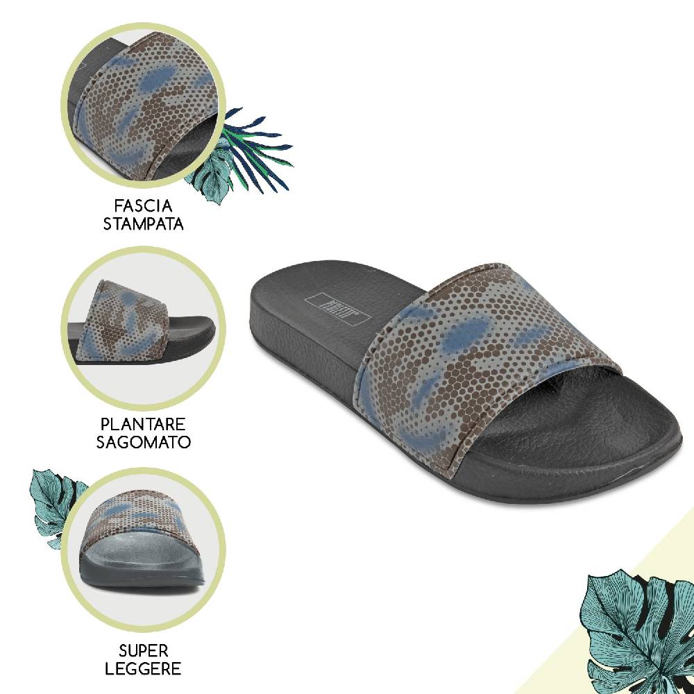 Perletti Ciabatte Camouflage a Fascia da Uomo Vendita Economica