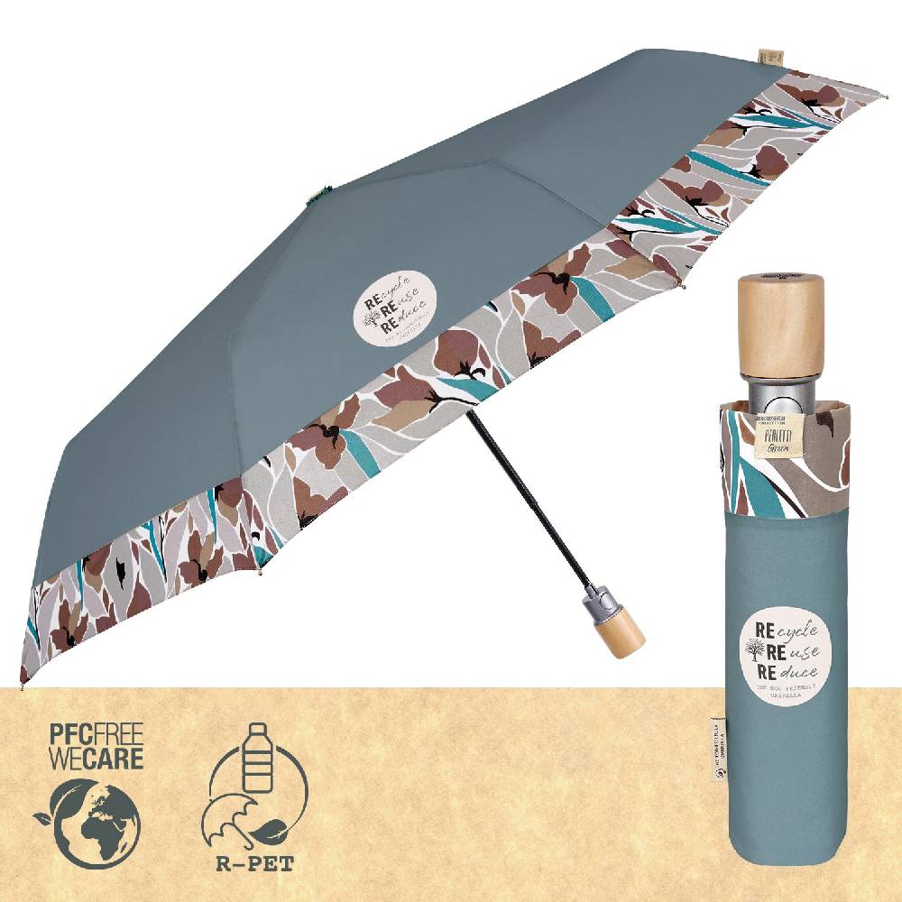 Perletti Ombrello Green con Bordo Floreale Promozione