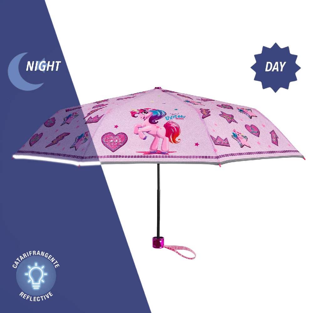 Perletti Ombrello Unicorno Rosa con Cuori e Stelle Vendita Economica