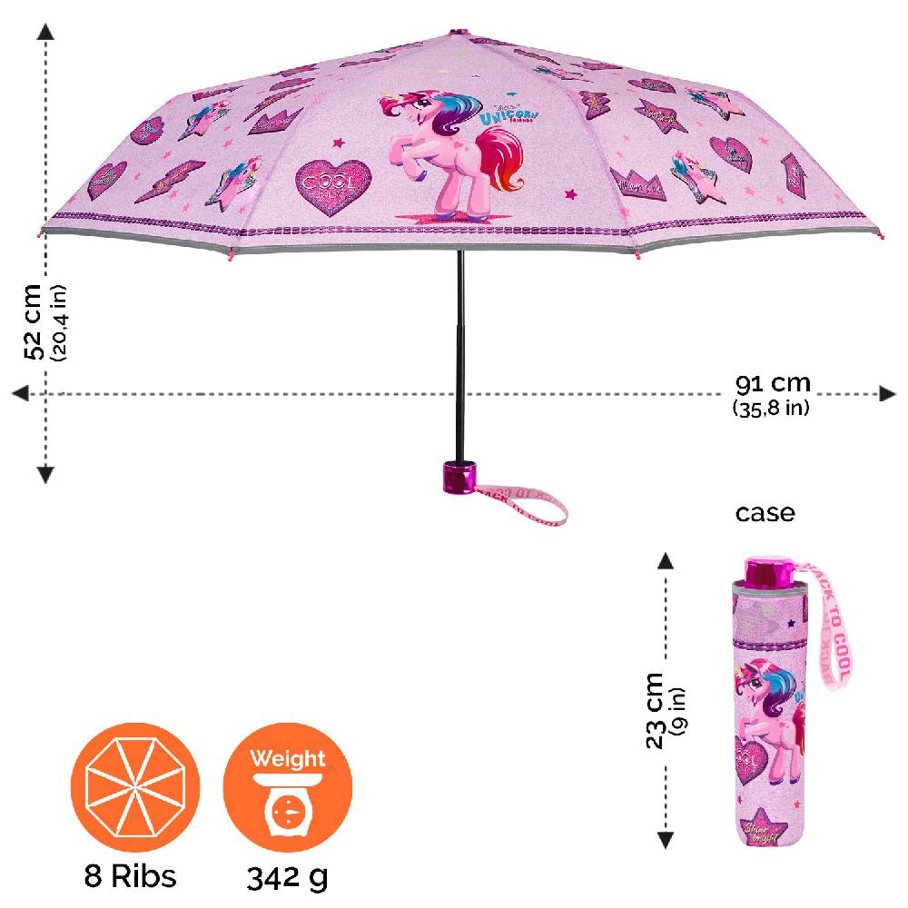 Perletti Ombrello Unicorno Rosa con Cuori e Stelle Vendita Economica