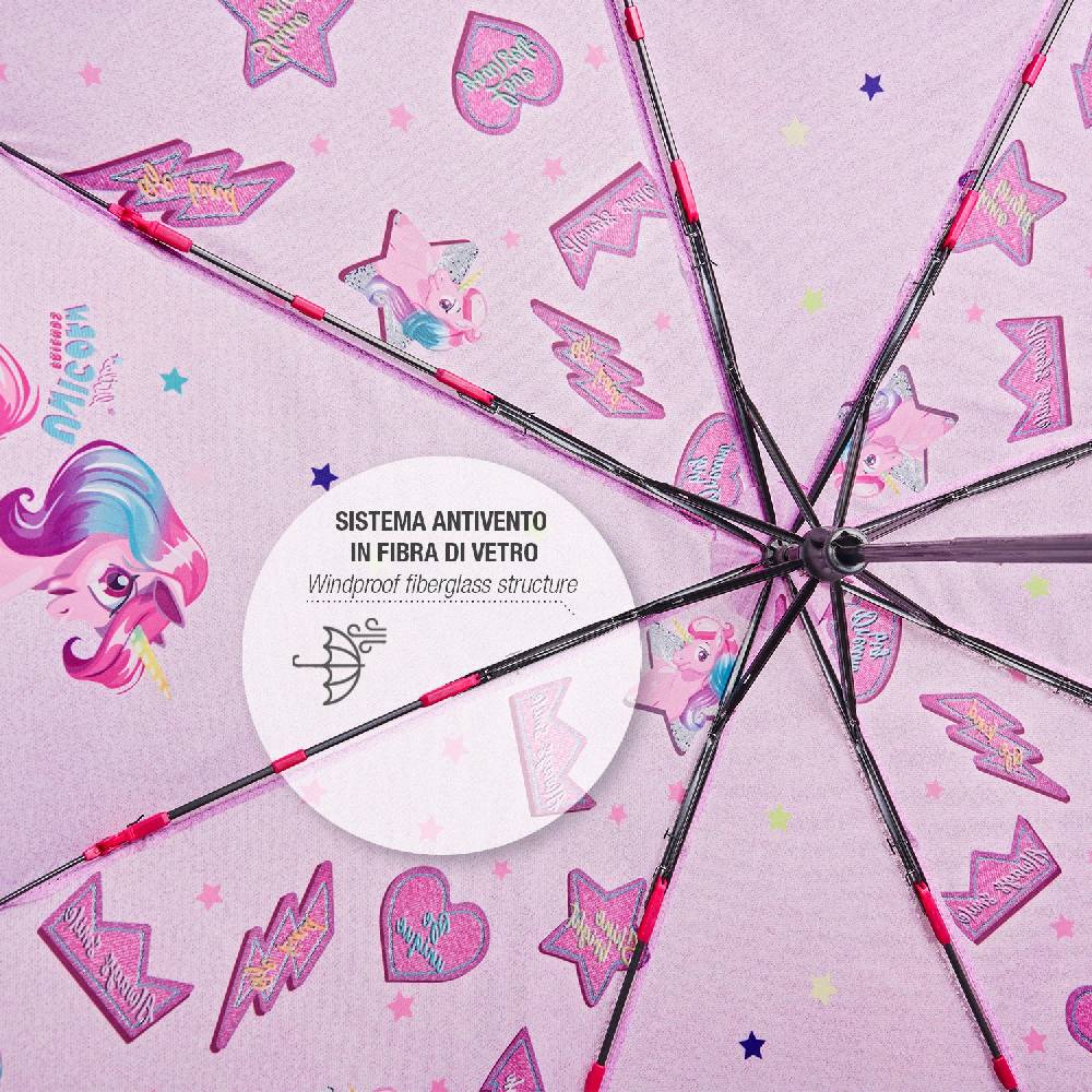 Perletti Ombrello Unicorno Rosa con Cuori e Stelle Vendita Economica