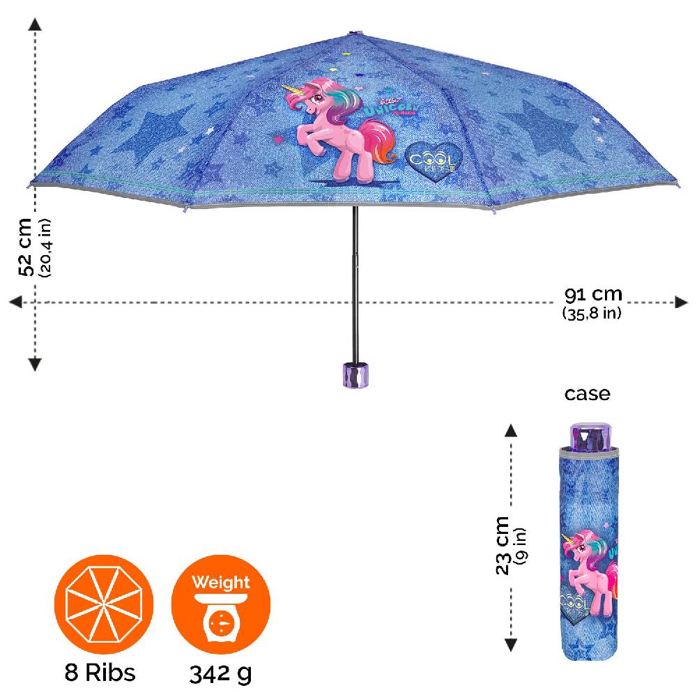 Perletti Ombrello Unicorno Mini Denim Negozi Online