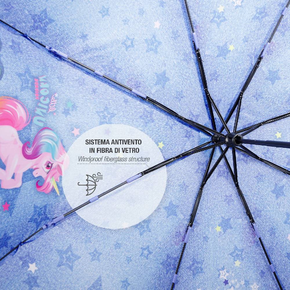 Perletti Ombrello Unicorno Mini Denim Negozi Online