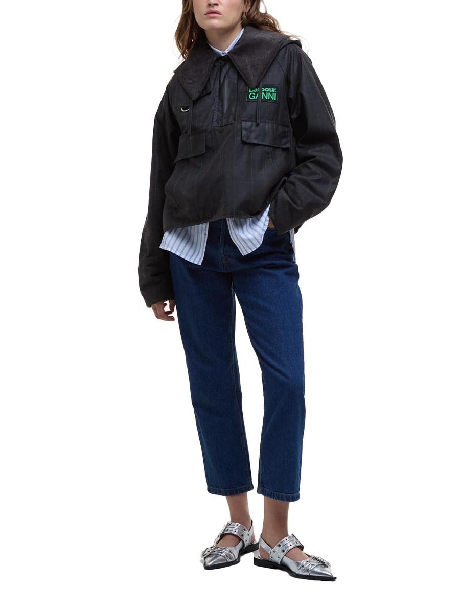 BARBOUR X GANNI ANORAK SMOCK BARBOUR X GANNI IN COTONE CERATO Spedizione Gratuita