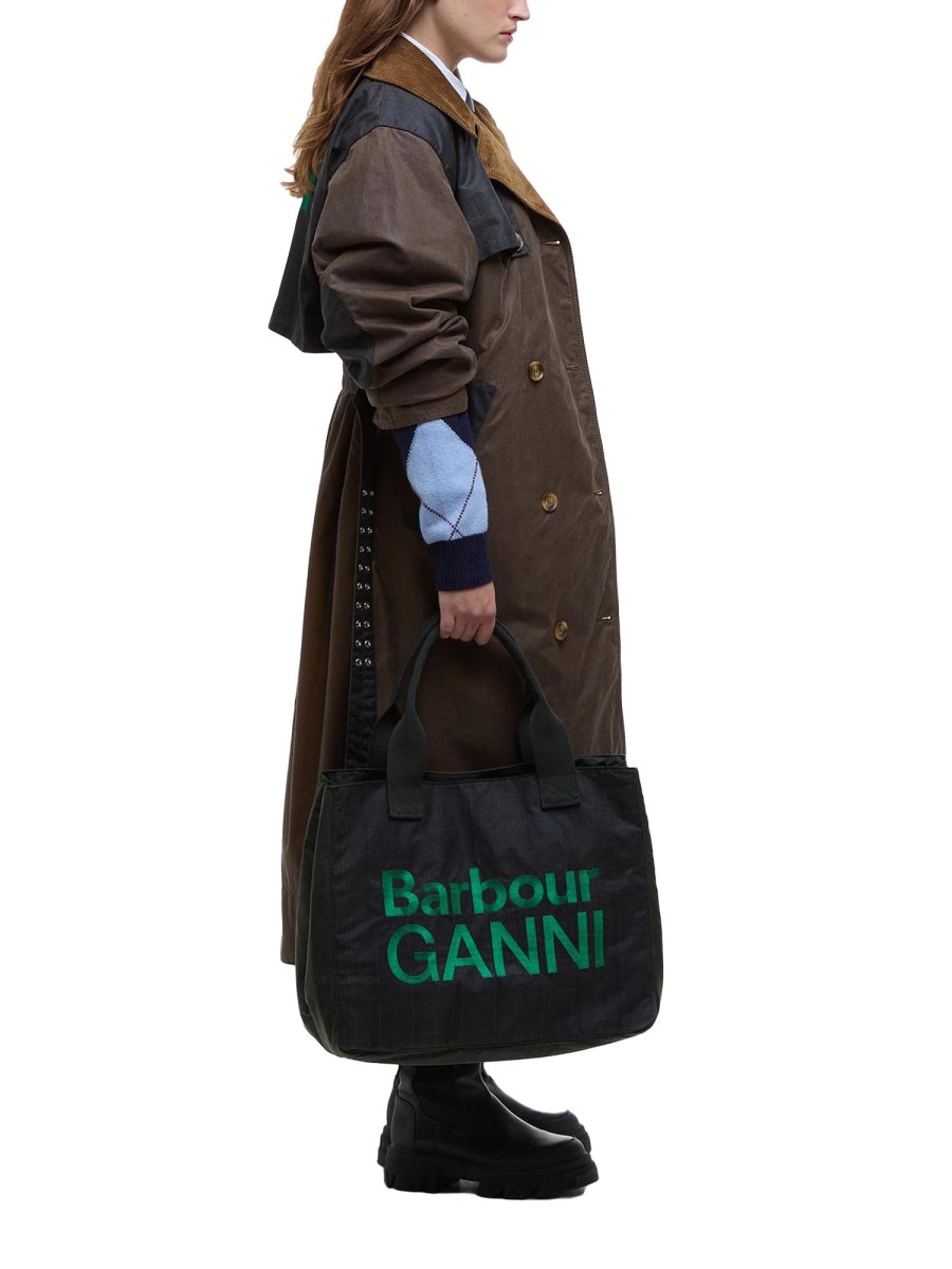 BARBOUR X GANNI BORSA TOTE IN COTONE CERATO BARBOUR X GANNI Promozione