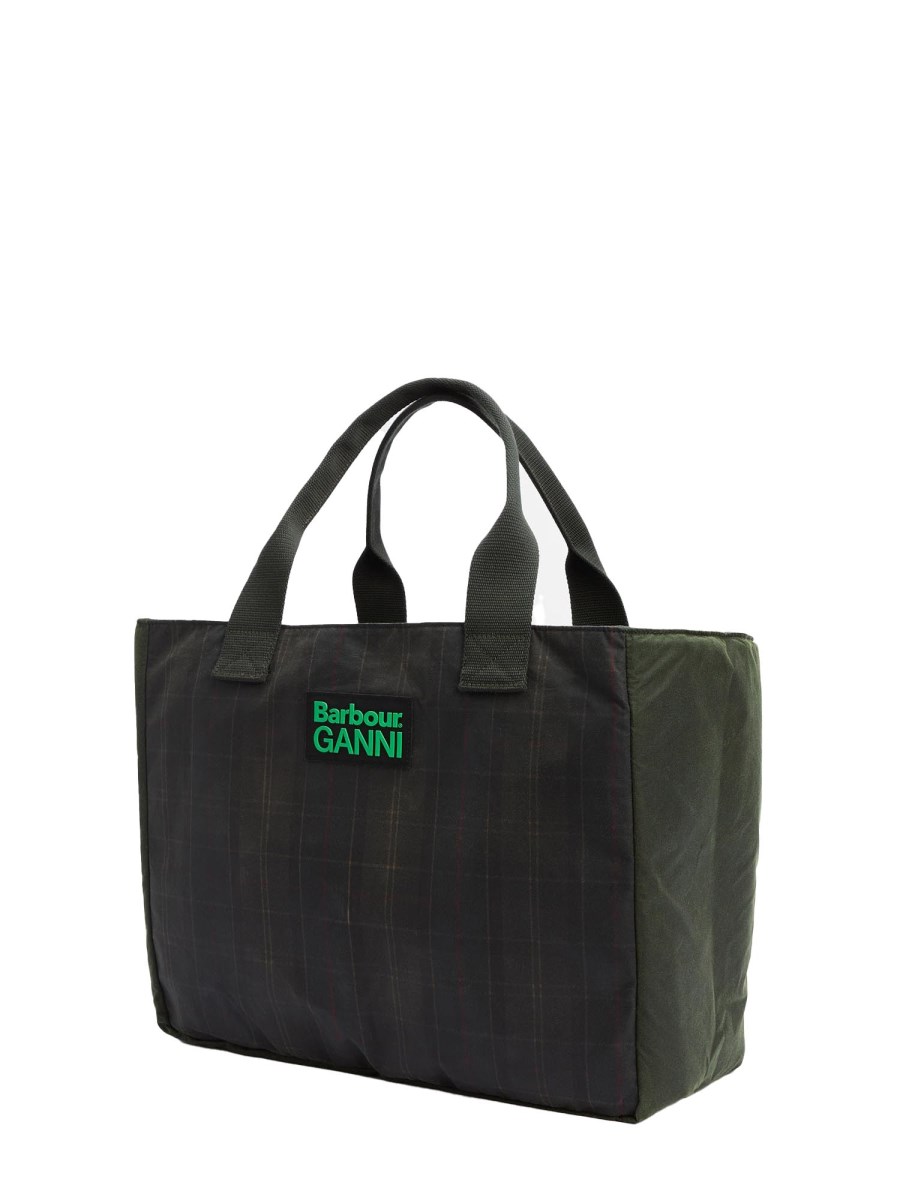 BARBOUR X GANNI BORSA TOTE IN COTONE CERATO BARBOUR X GANNI Promozione