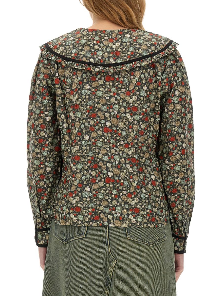 GANNI CAMICIA IN COTONE CON STAMPA FLOREALE Saldi Di Fabbrica