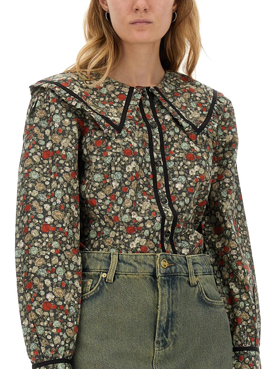 GANNI CAMICIA IN COTONE CON STAMPA FLOREALE Saldi Di Fabbrica