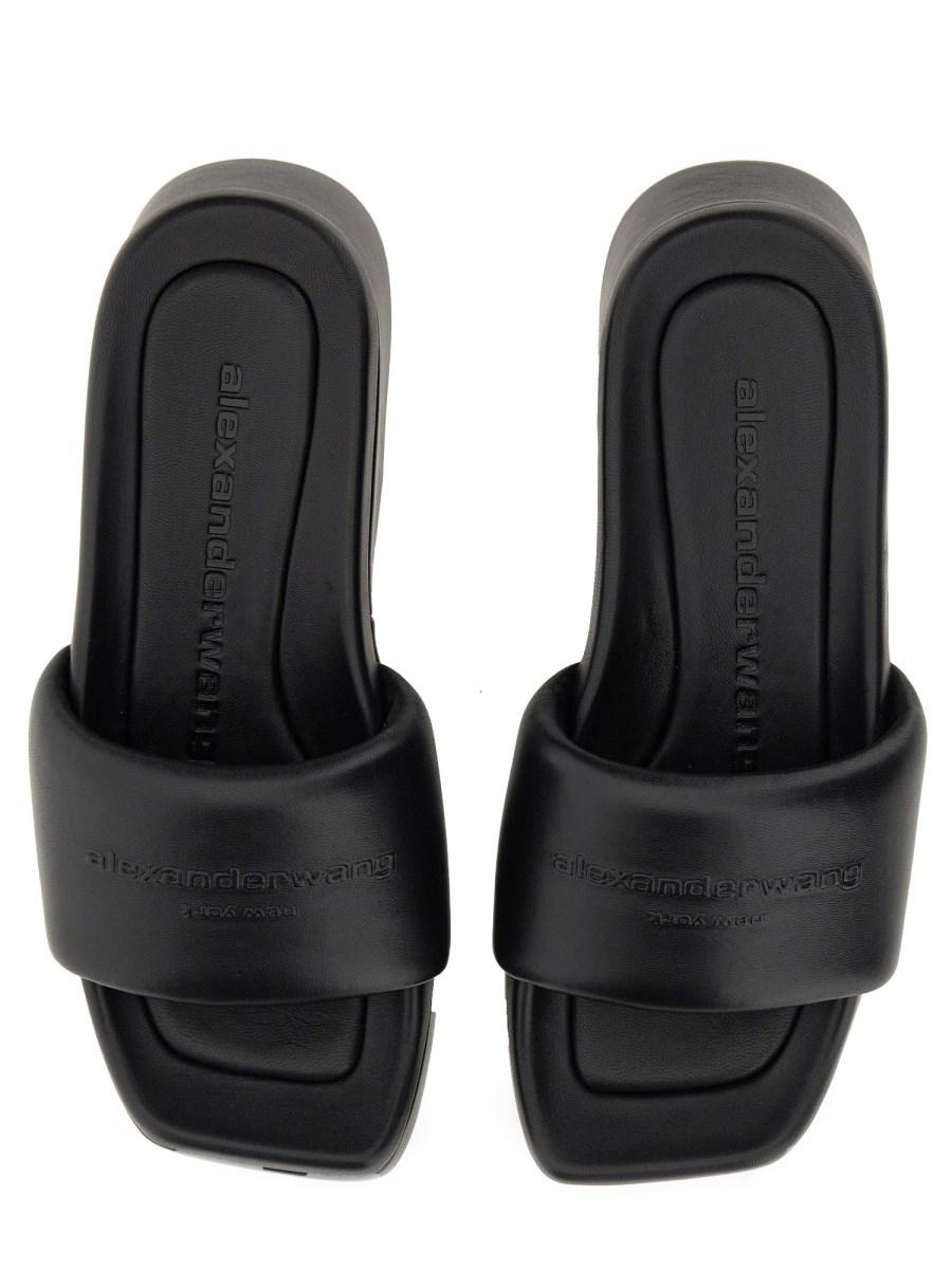 ALEXANDER WANG SANDALO CON LOGO E PLATEAU IN PELLE Sconto