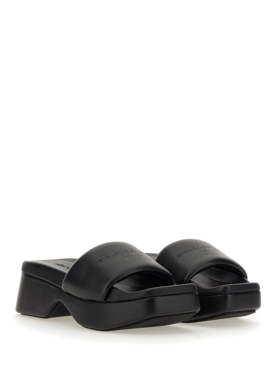 ALEXANDER WANG SANDALO CON LOGO E PLATEAU IN PELLE Sconto