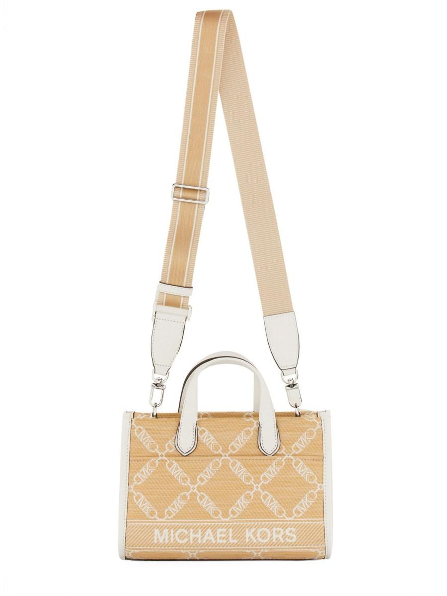MICHAEL BY MICHAEL KORS BORSA MESSENGER GIGI SMALL IN PAGLIA CON LOGO JACQUARD Vendita Economica