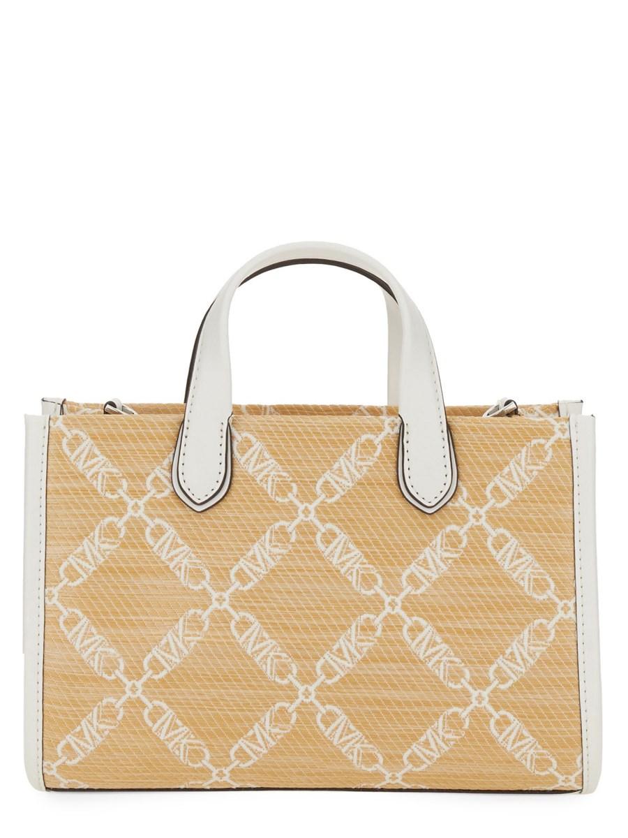 MICHAEL BY MICHAEL KORS BORSA MESSENGER GIGI SMALL IN PAGLIA CON LOGO JACQUARD Vendita Economica