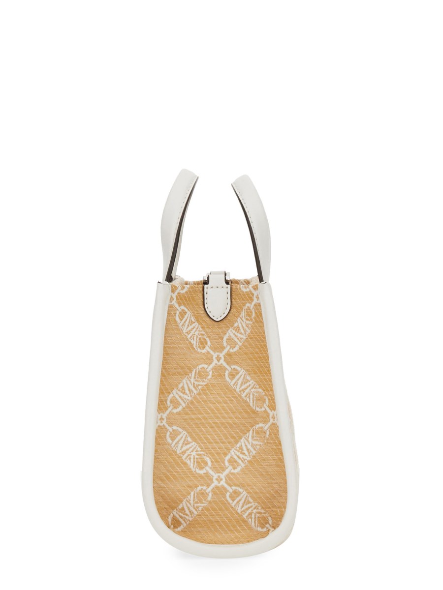 MICHAEL BY MICHAEL KORS BORSA MESSENGER GIGI SMALL IN PAGLIA CON LOGO JACQUARD Vendita Economica