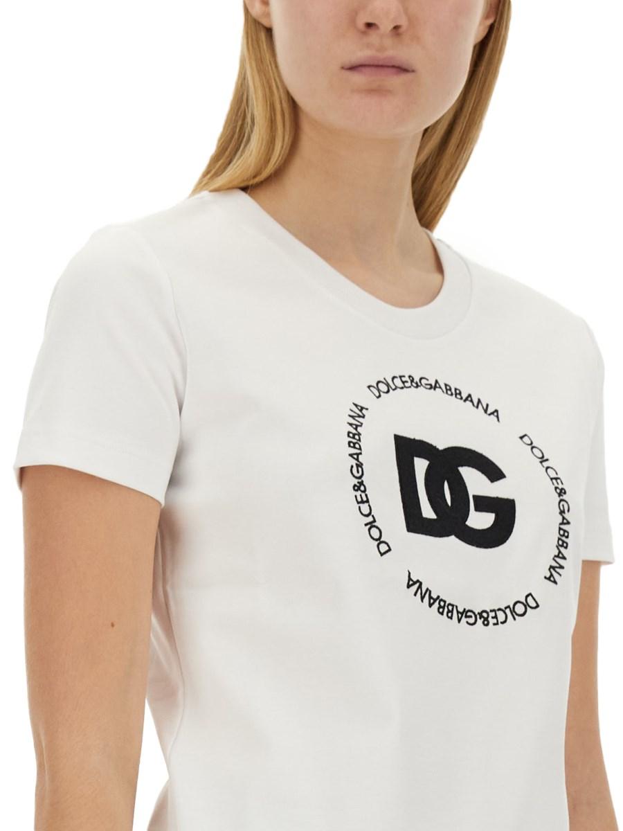 DOLCE & GABBANA T-SHIRT IN JERSEY DI COTONE CON LOGO In Linea