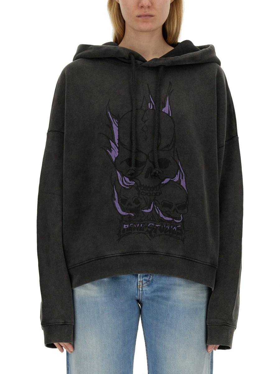 ACNE STUDIOS FELPA IN COTONE CON STAMPA SKULL
