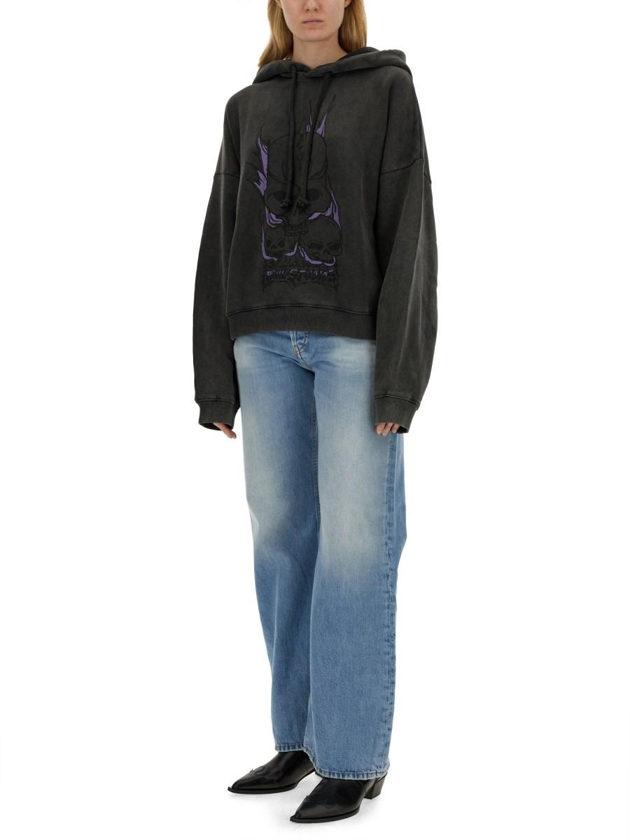 ACNE STUDIOS FELPA IN COTONE CON STAMPA SKULL Economico