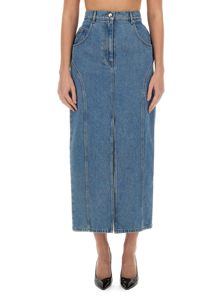 NINA RICCI GONNA LUNGA IN DENIM CON SPACCO