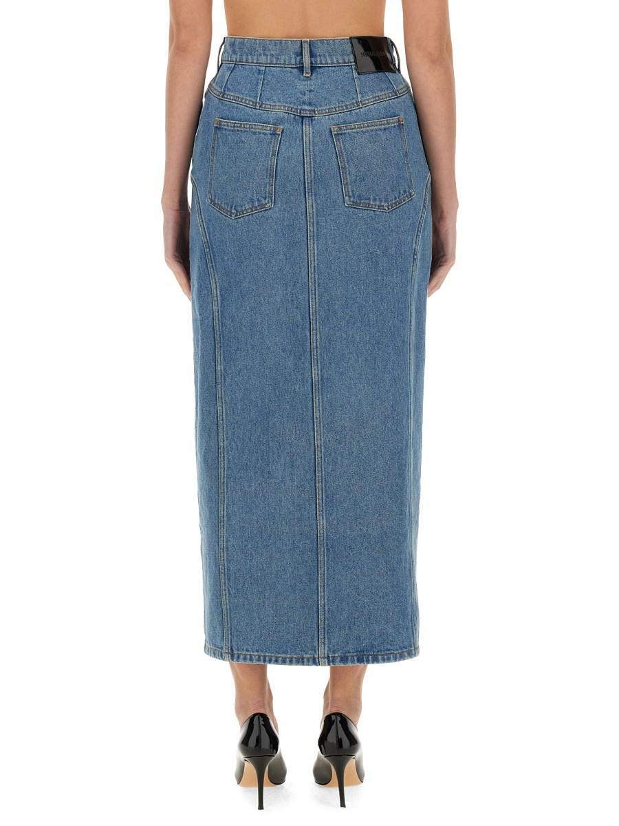 NINA RICCI GONNA LUNGA IN DENIM CON SPACCO Sconto