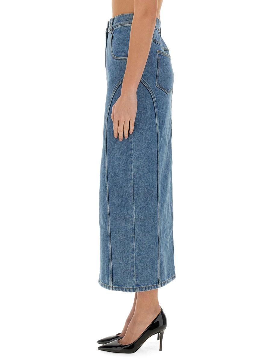 NINA RICCI GONNA LUNGA IN DENIM CON SPACCO Sconto