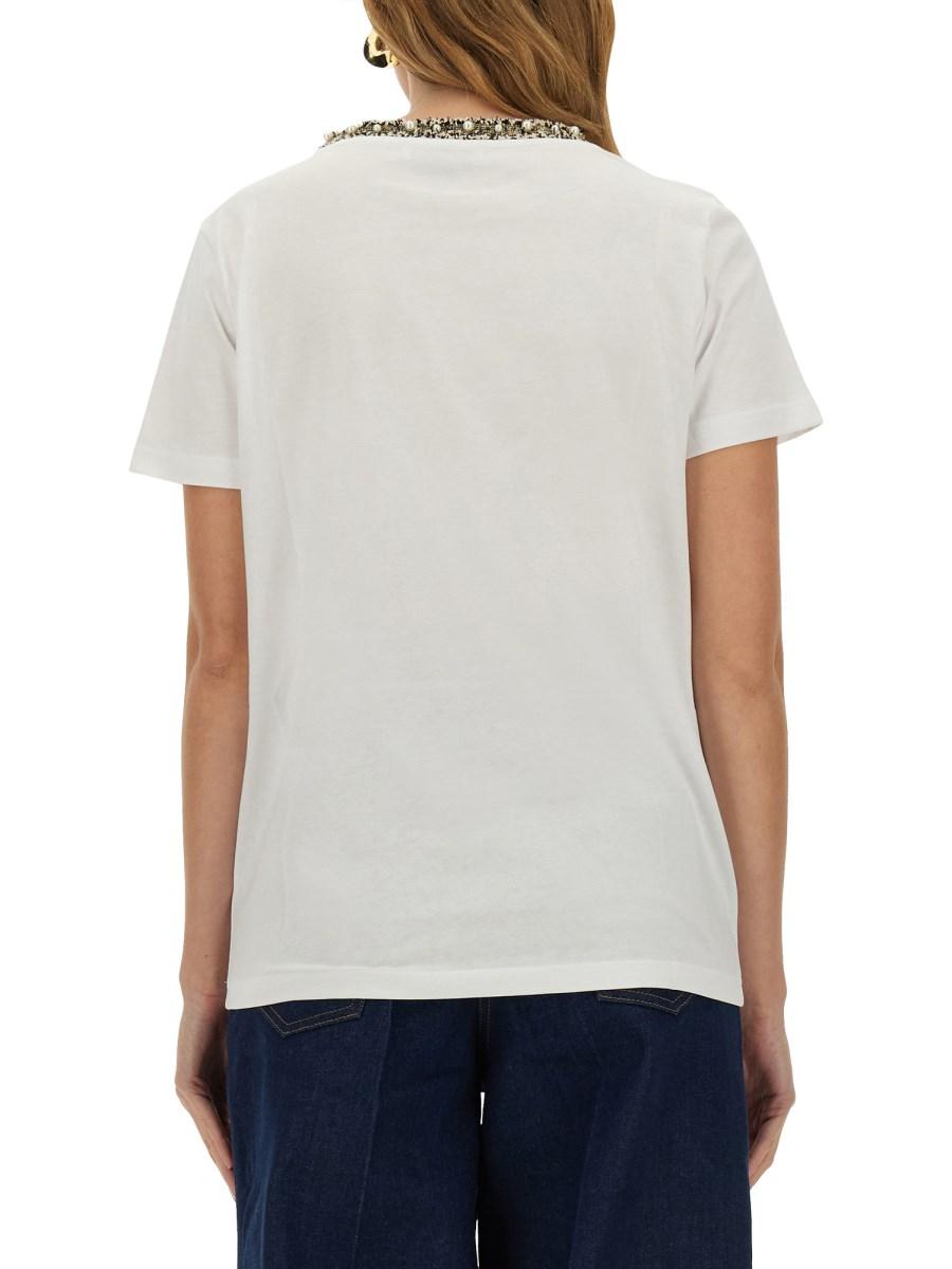 NINA RICCI T-SHIRT CON COLLO RICAMATO Offerta