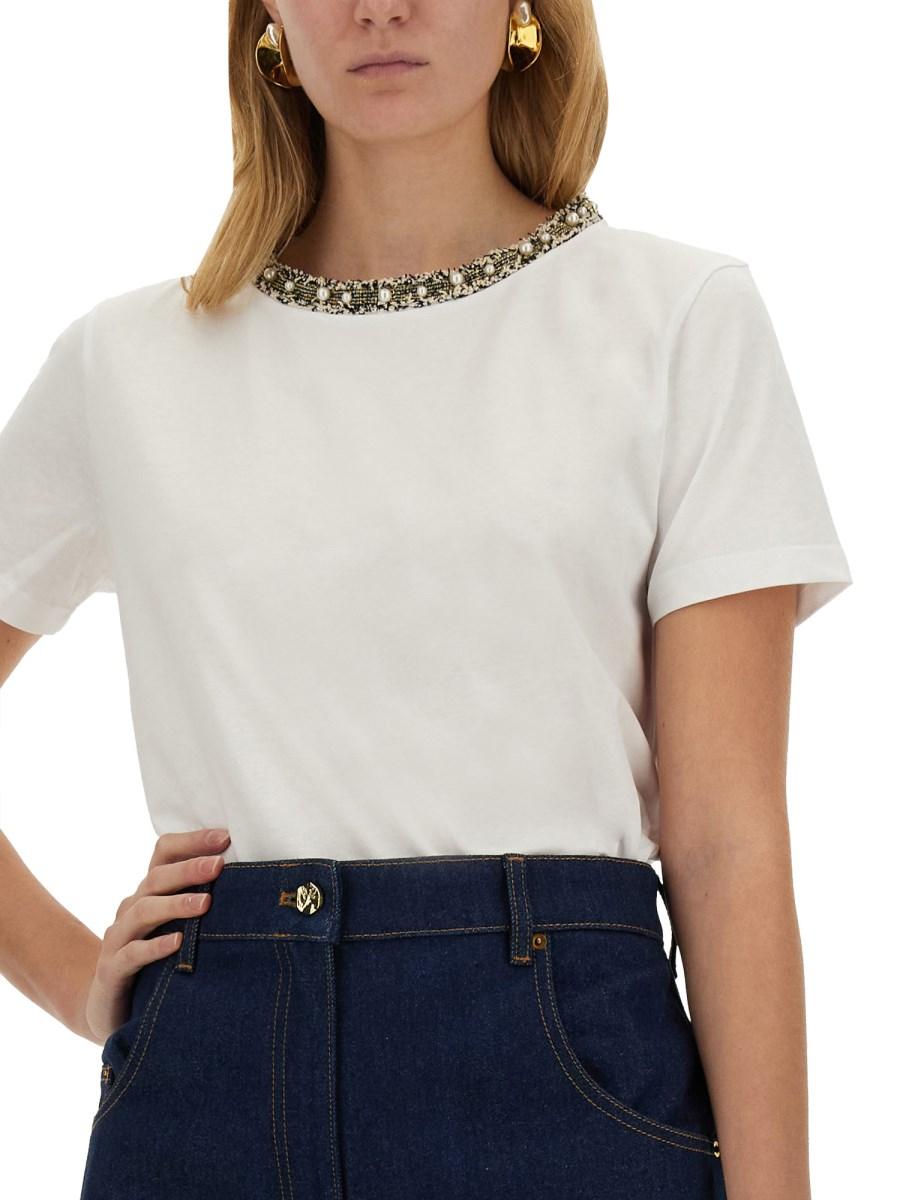 NINA RICCI T-SHIRT CON COLLO RICAMATO Offerta