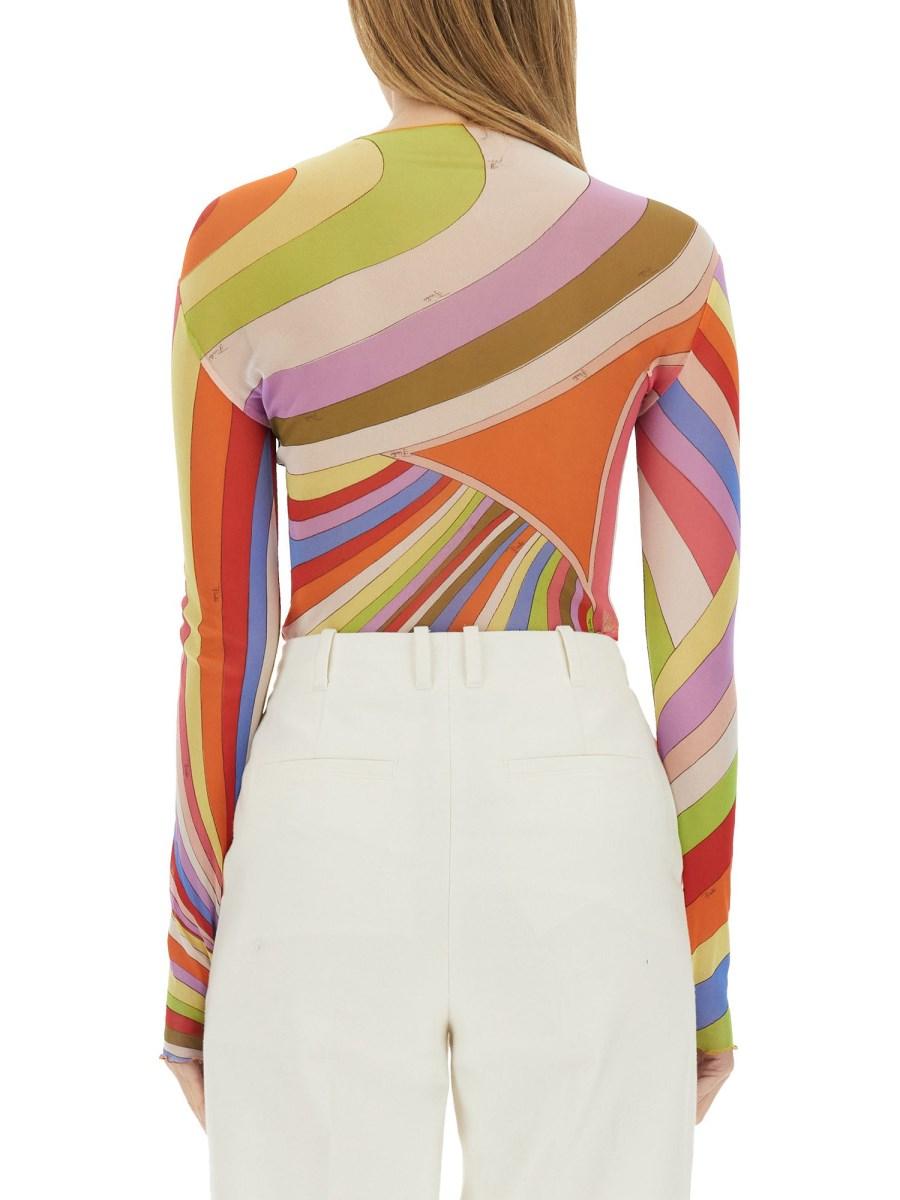 PUCCI T-SHIRT IN TULLE CON STAMPA IRIDE Sconto