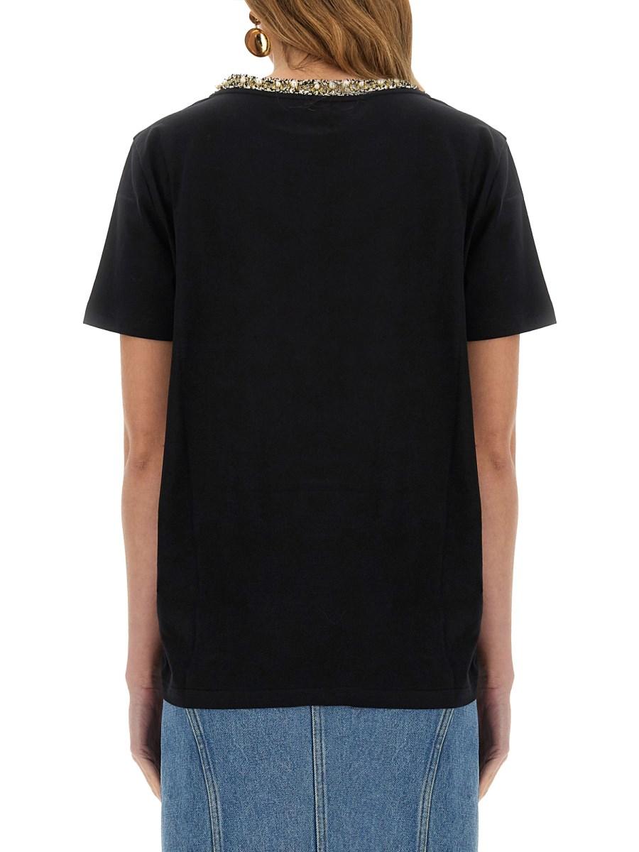 NINA RICCI T-SHIRT CON COLLO RICAMATO Pezzi Unici