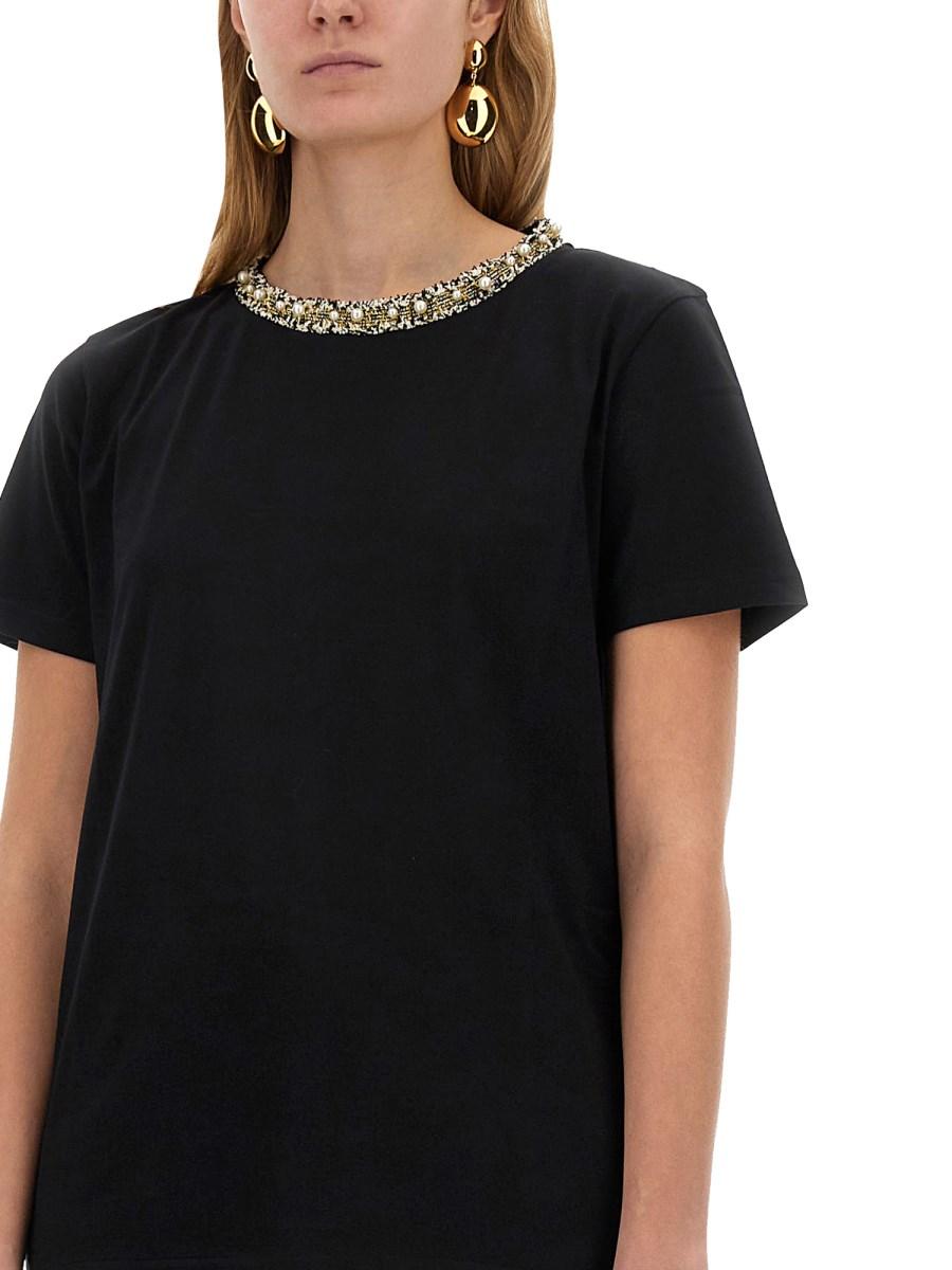 NINA RICCI T-SHIRT CON COLLO RICAMATO Pezzi Unici