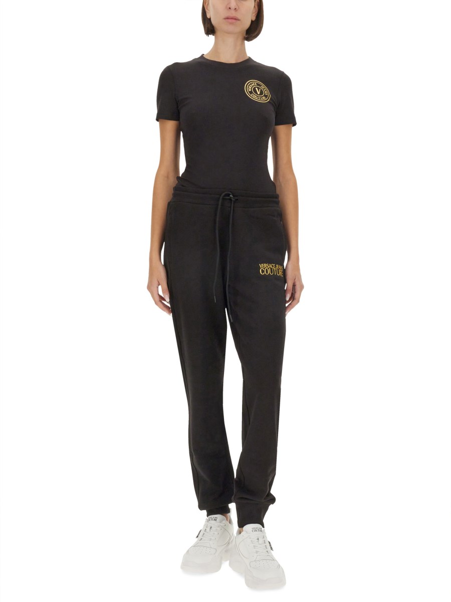 VERSACE JEANS COUTURE T-SHIRT IN JERSEY DI COTONE CON LOGO I Più Venduti