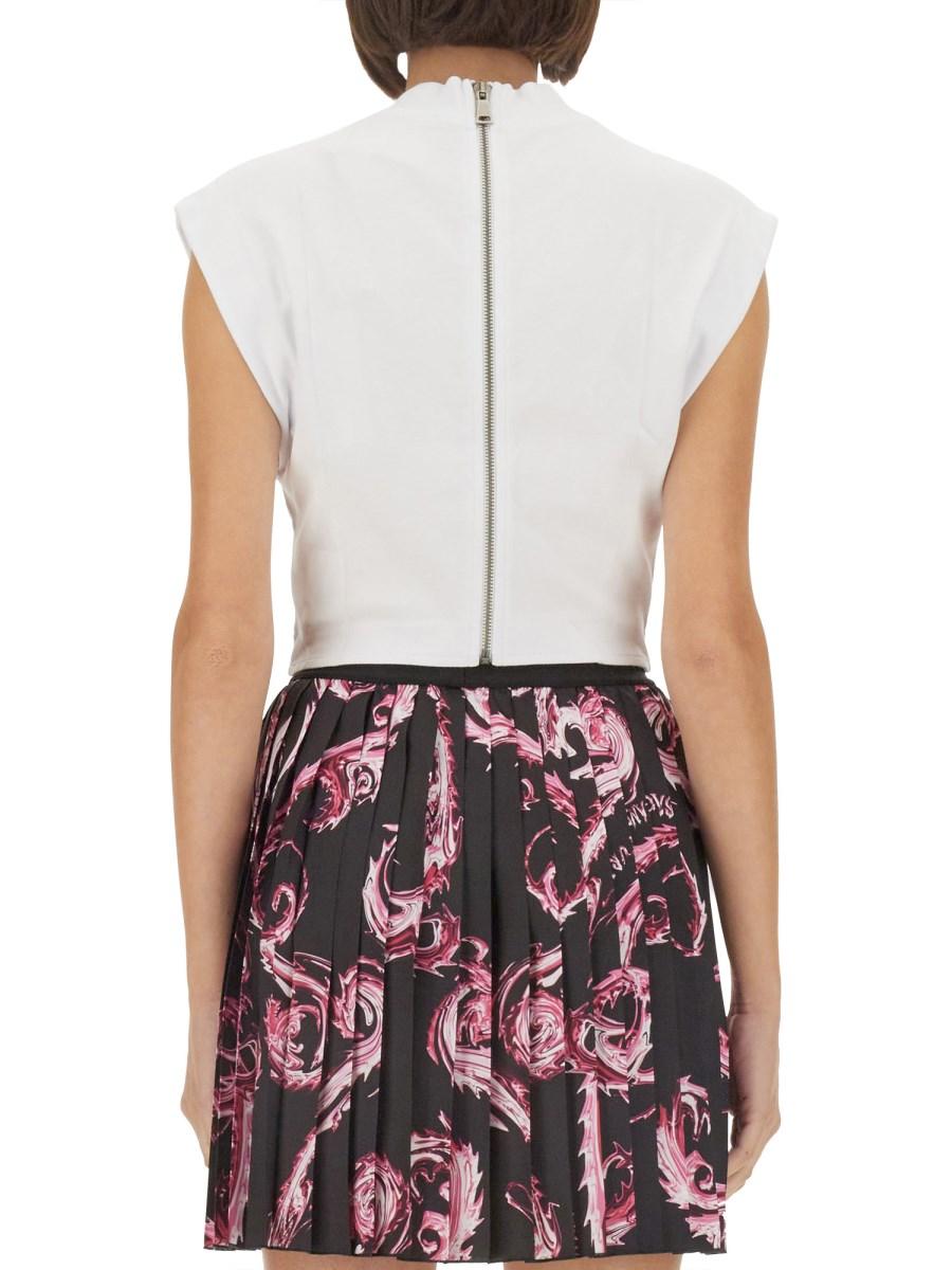 VERSACE JEANS COUTURE TOP IN JERSEY DI COTONE CON LOGO Negozio