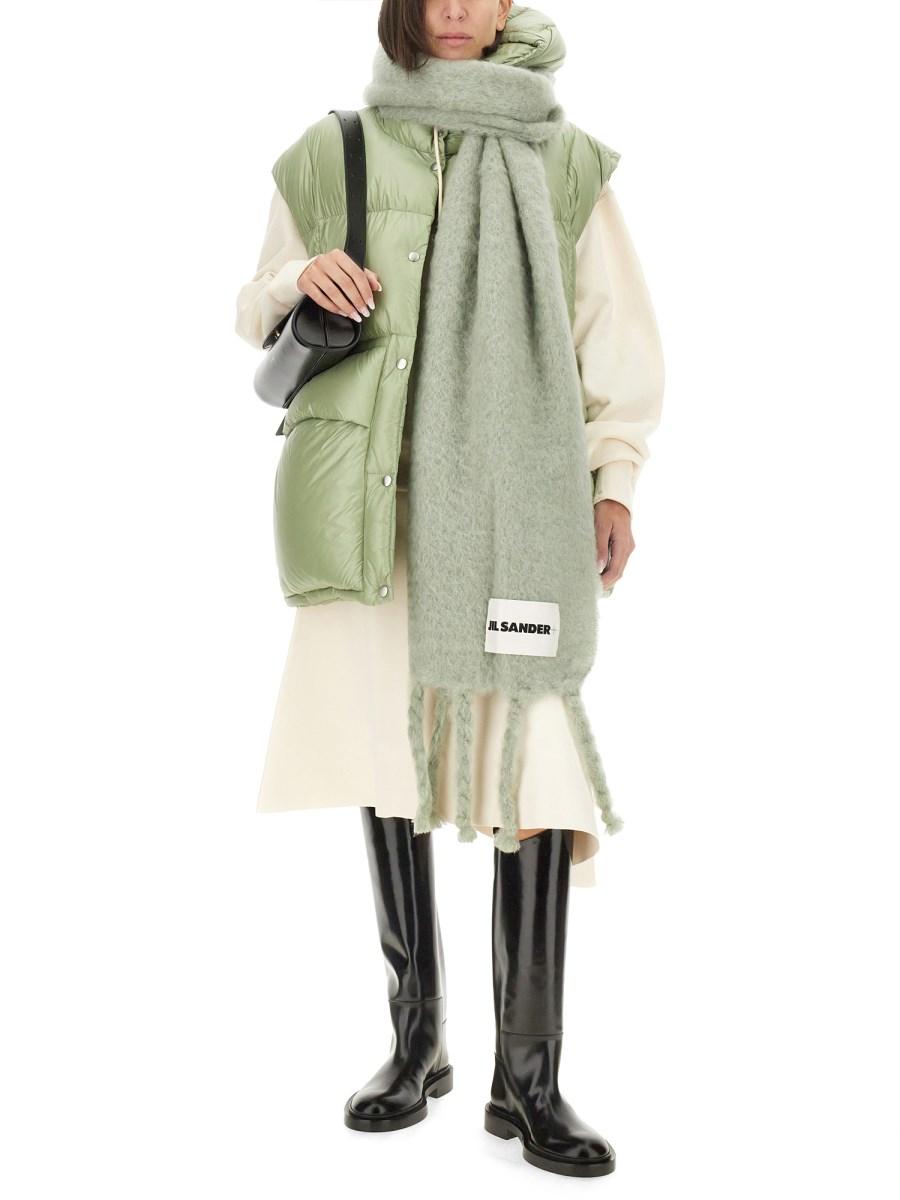 JIL SANDER GILET CON LOGO IN NYLON Nuova