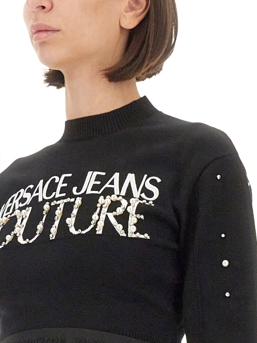 VERSACE JEANS COUTURE MAGLIA IN VISCOSA CON LOGO Promozione