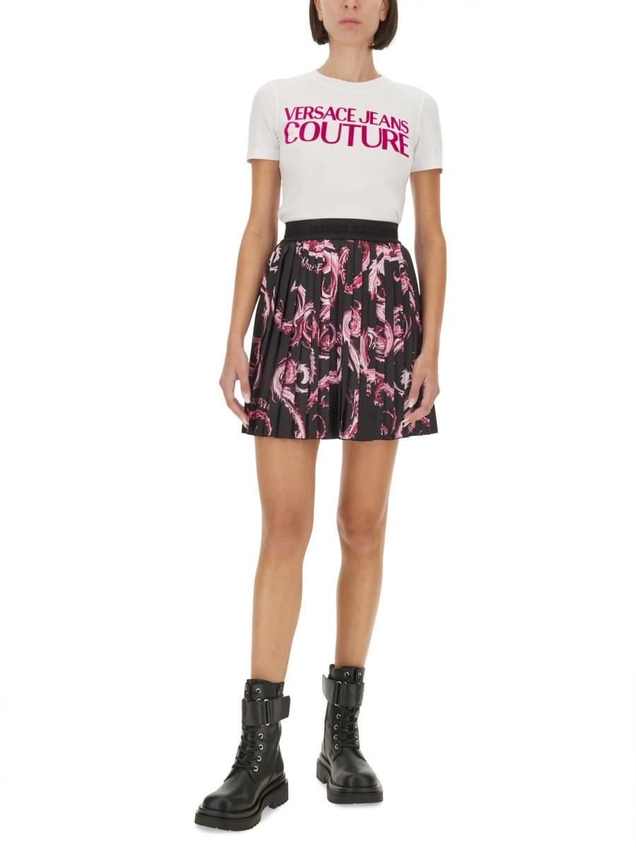 VERSACE JEANS COUTURE T-SHIRT IN JERSEY DI COTONE CON LOGO Soddisfazione Garantita