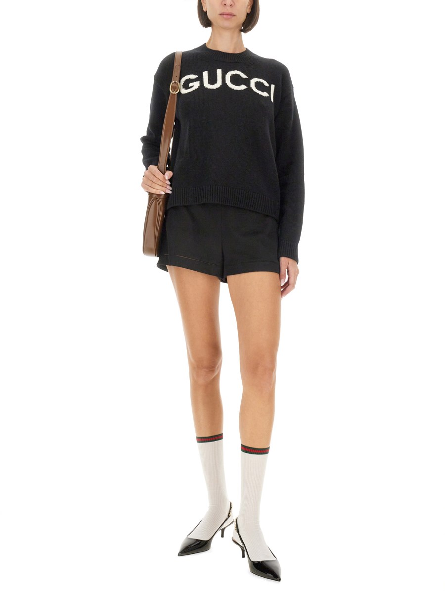 GUCCI MAGLIA IN LANA CON INTARSIO LOGO Fino Al -60%