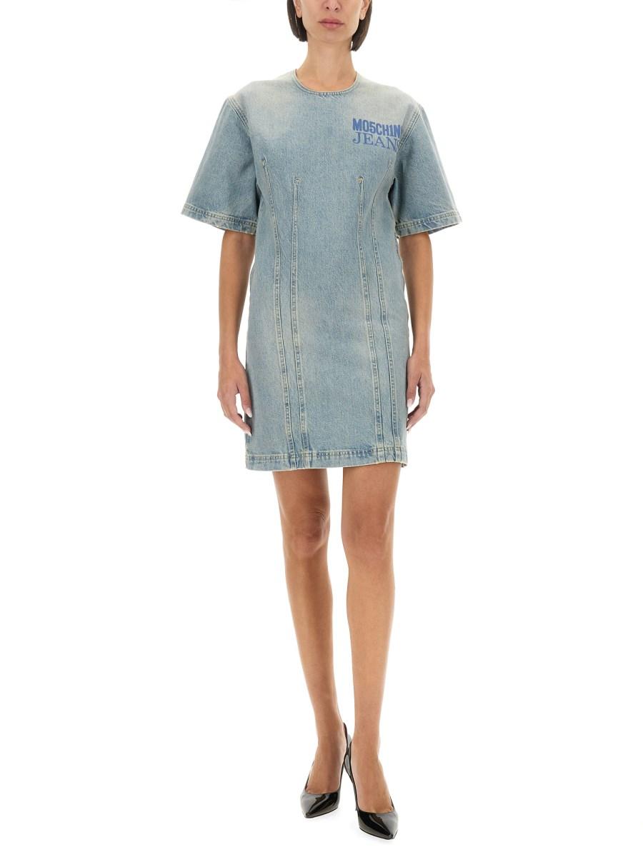MOSCHINO JEANS ABITO MINI IN DENIM SMART CODES Prezzo Ridotto