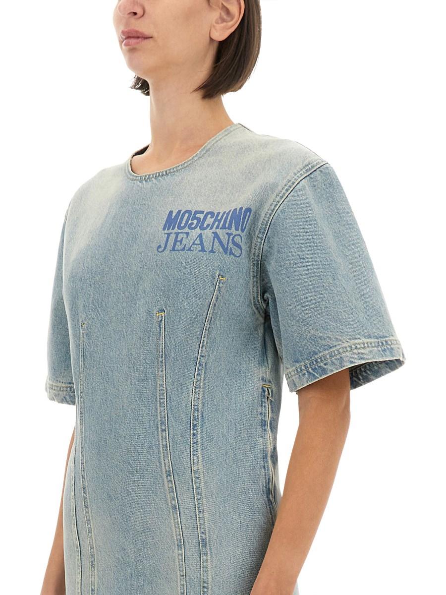 MOSCHINO JEANS ABITO MINI IN DENIM SMART CODES Prezzo Ridotto