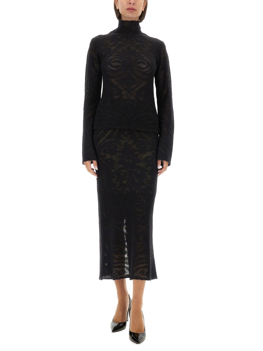 ETRO GONNA IN MAGLIA JACQUARD IN MISTO LANA Nuova