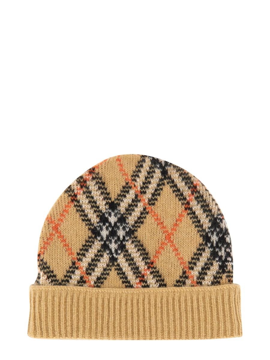 BURBERRY CAPPELLO BEANIE IN CASHMERE CHECK Enormi risparmi