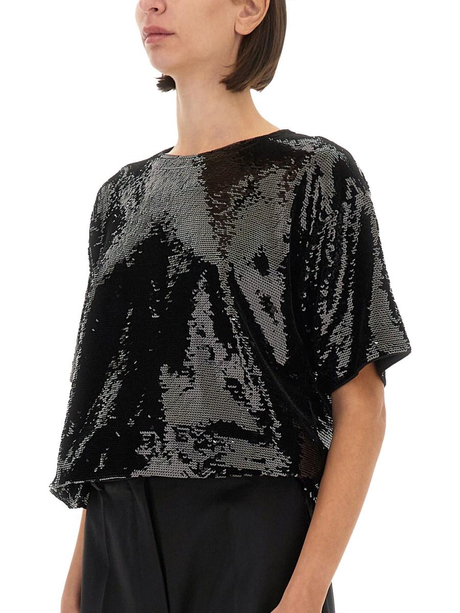 MICHAEL BY MICHAEL KORS T-SHIRT OVERSIZE IN JERSEY CON PAILLETTES Prezzo basso