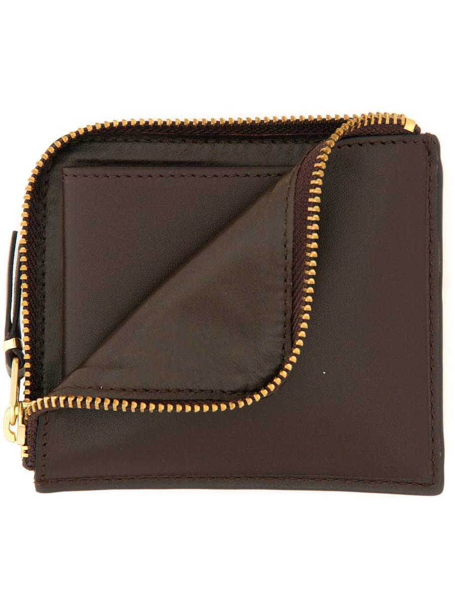 COMME DES GARCONS WALLET PORTAFOGLIO IN PELLE CON ZIP OUTSIDE POCKET LINE Italia