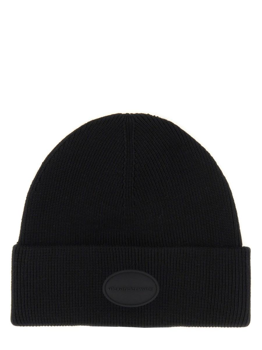 ALEXANDER WANG CAPPELLO BEANIE IN LANA CON LOGO A CUPOLA Soddisfazione Garantita