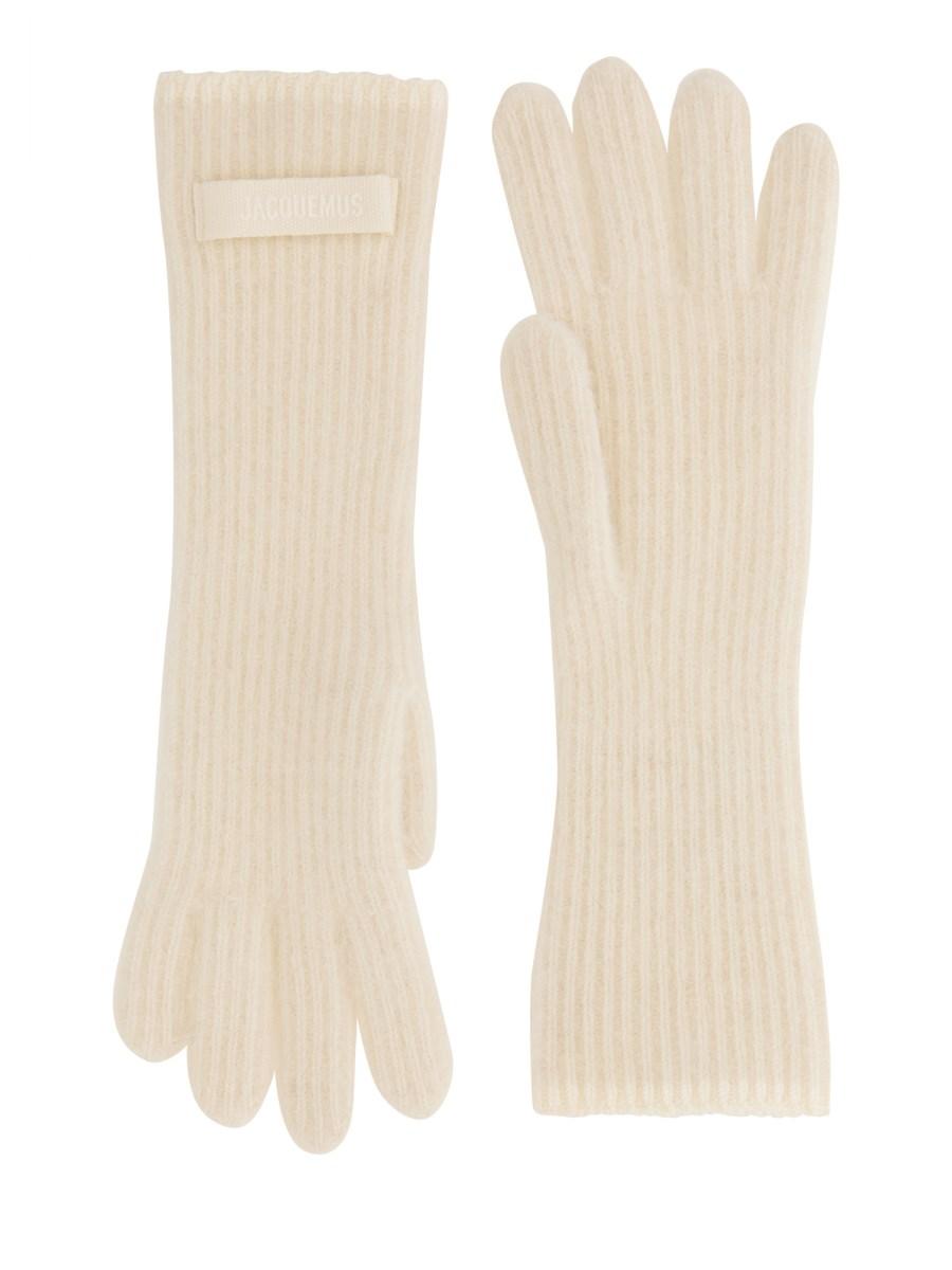JACQUEMUS GUANTI IN ALPACA CON LOGO IN GROSGRAIN