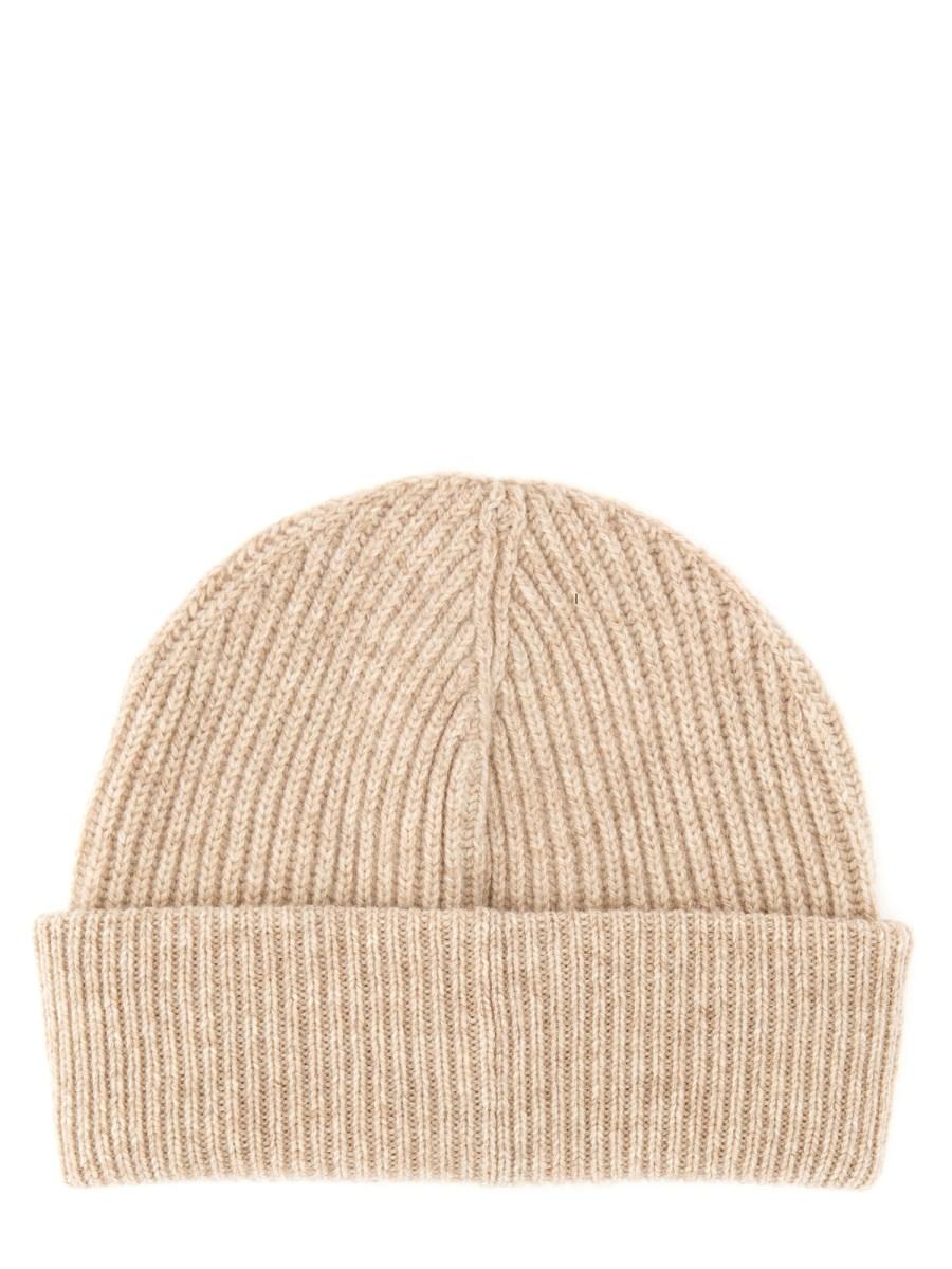 GANNI CAPPELLO BEANIE A COSTE IN LANA CON LOGO Saldi Di Fabbrica
