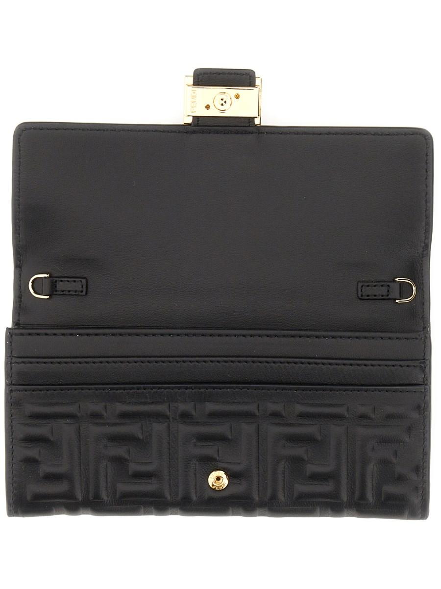 FENDI PORTAFOGLIO CONTINENTAL BAGUETTE IN NAPPA CON MOTIVO FF CON CATENA Super Saving Price