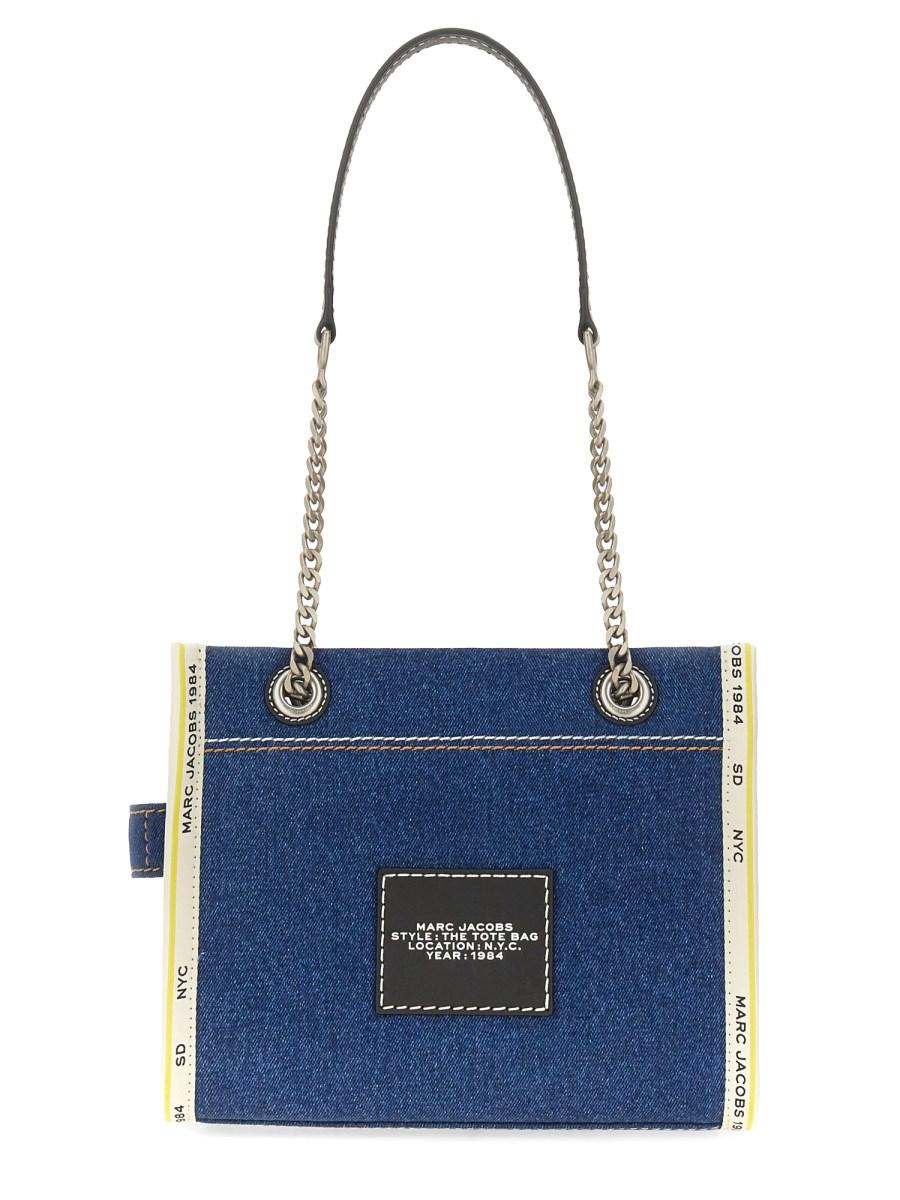 MARC JACOBS BORSA THE TOTE SMALL IN DENIM CON CATENA In vendita